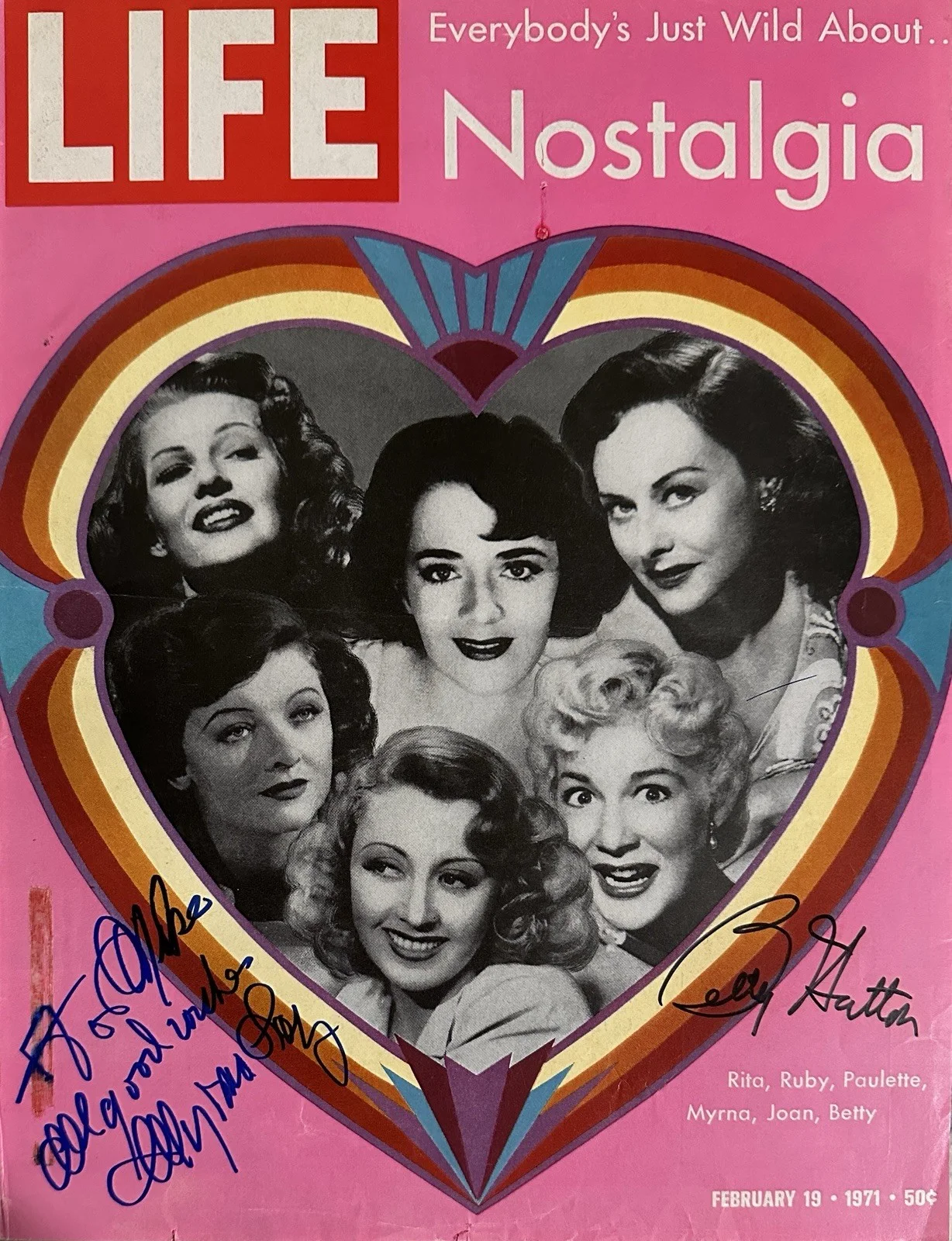 Myrna Loy and Bettu Hutton — MYRNA LOY & BETTY HUTTON Signed Vintage 1971 LIFE Magazine Cover..ACTING LEGENDS