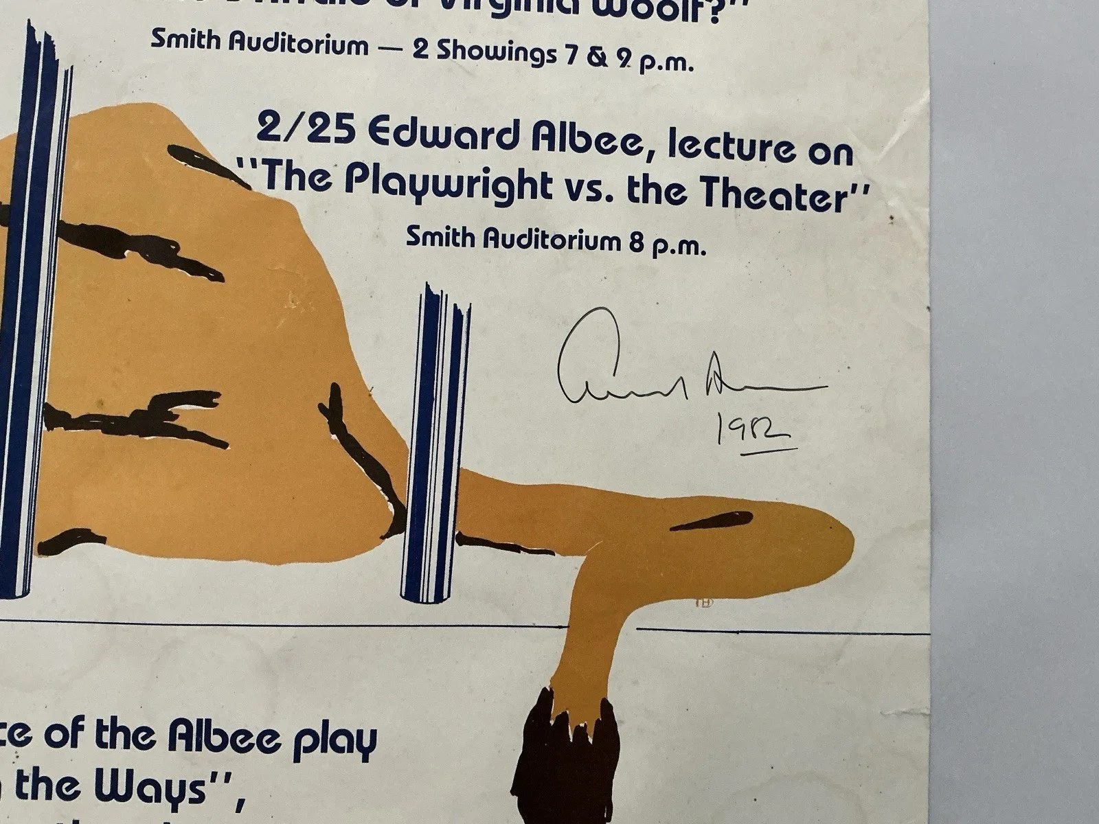 Edward Albee Signed Poster, 1982 University Of Maryland Tawes Theater, изображение 2