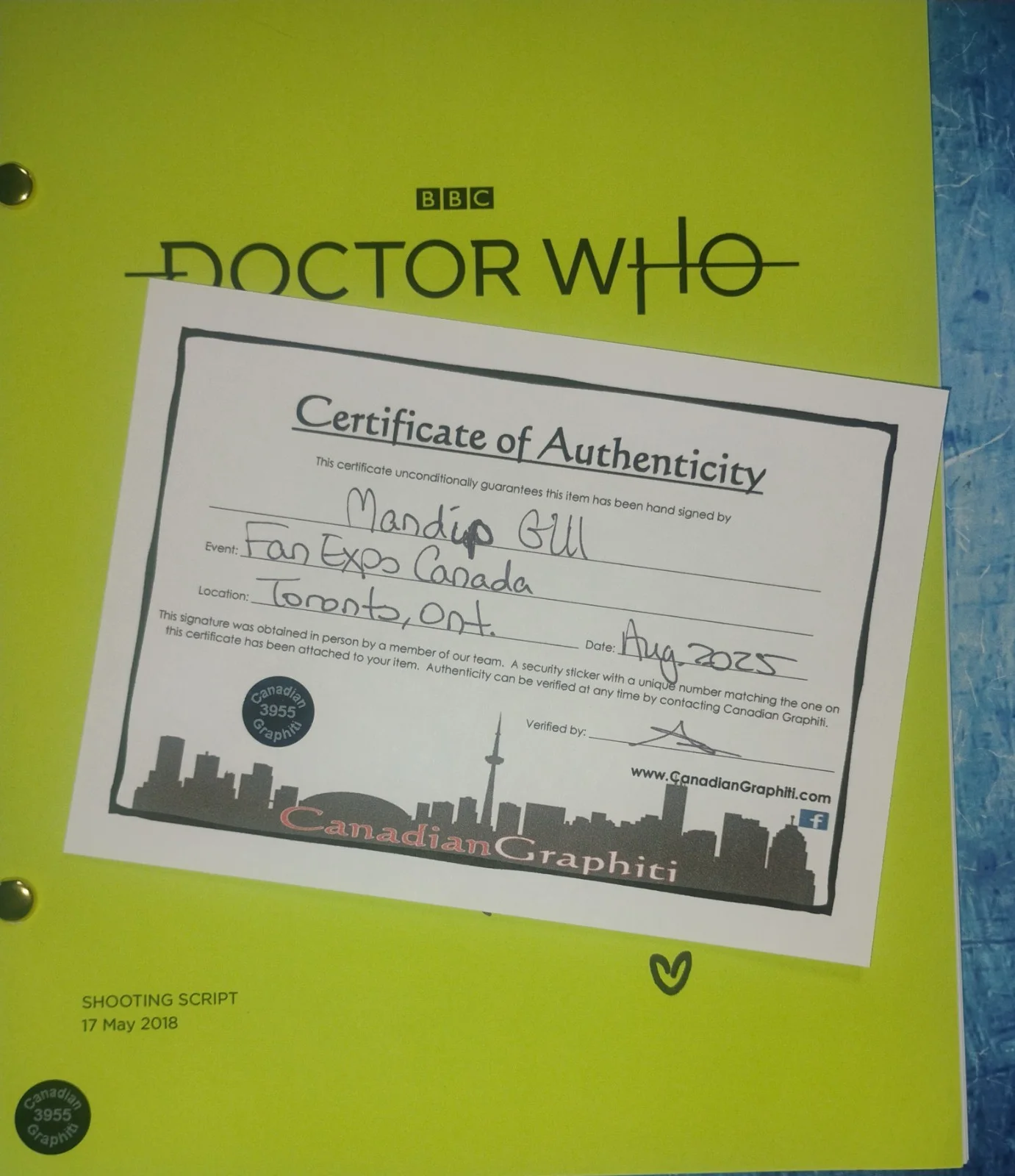 Mandip Gill Hand Signed Autograph Script Opix COA Doctor WhoNO US TARIFFS, image 4