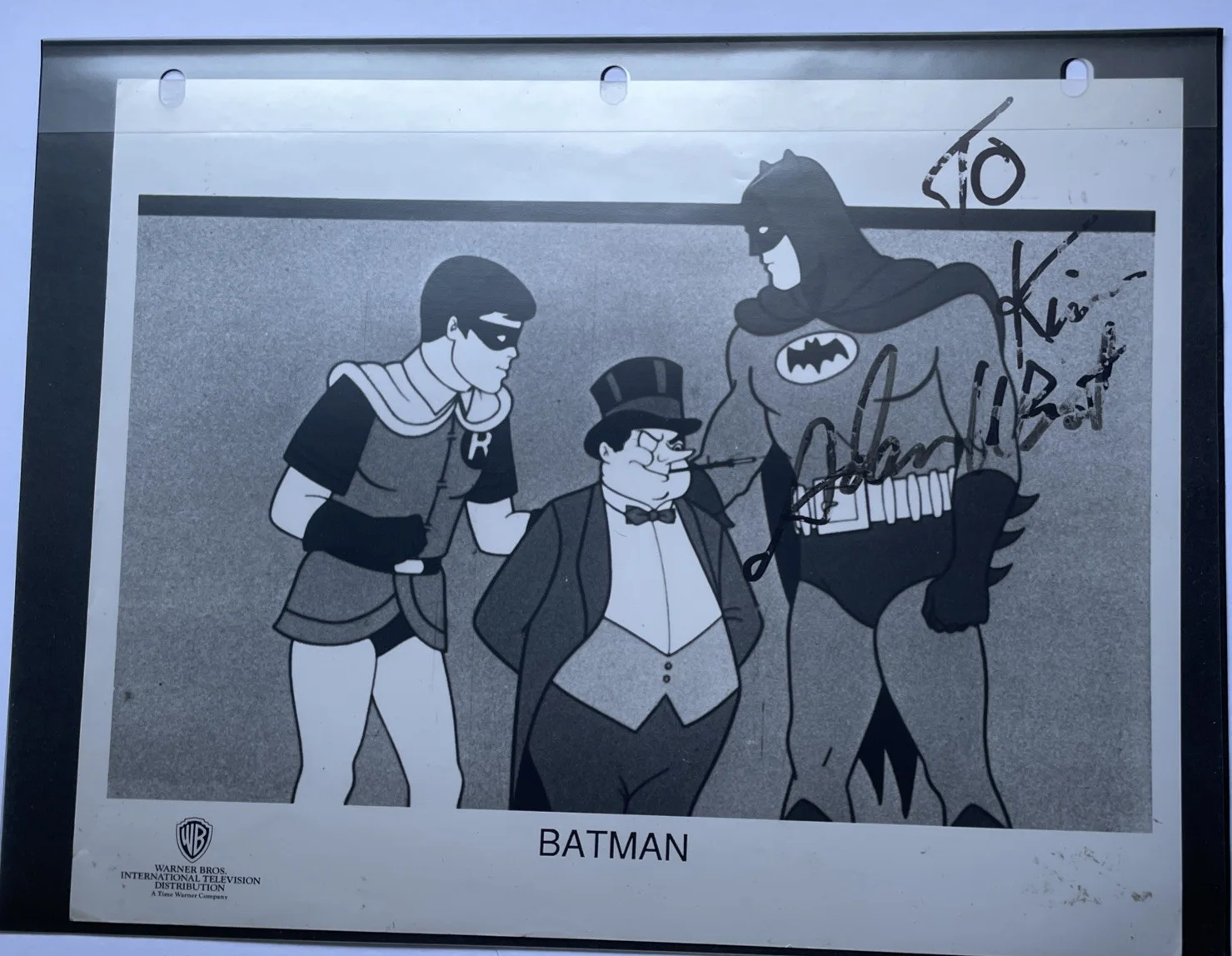 Adam West — 8” X 10” In Person Autographed B&W Cartoon Pic of Batman-Signed by Adam West, изображение 2