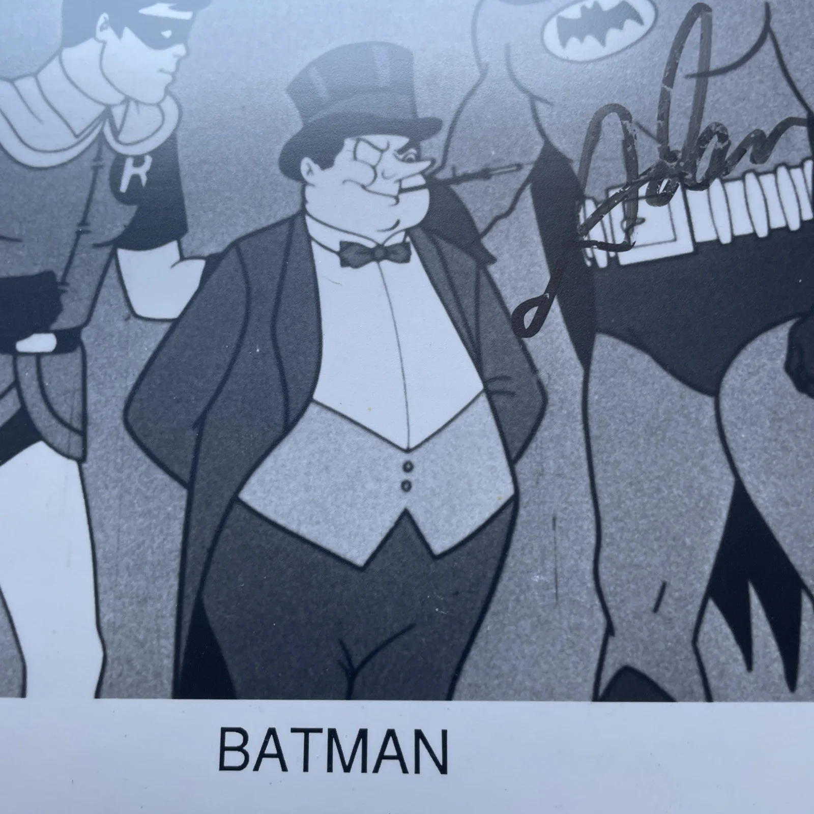 Adam West — 8” X 10” In Person Autographed B&W Cartoon Pic of Batman-Signed by Adam West, изображение 4