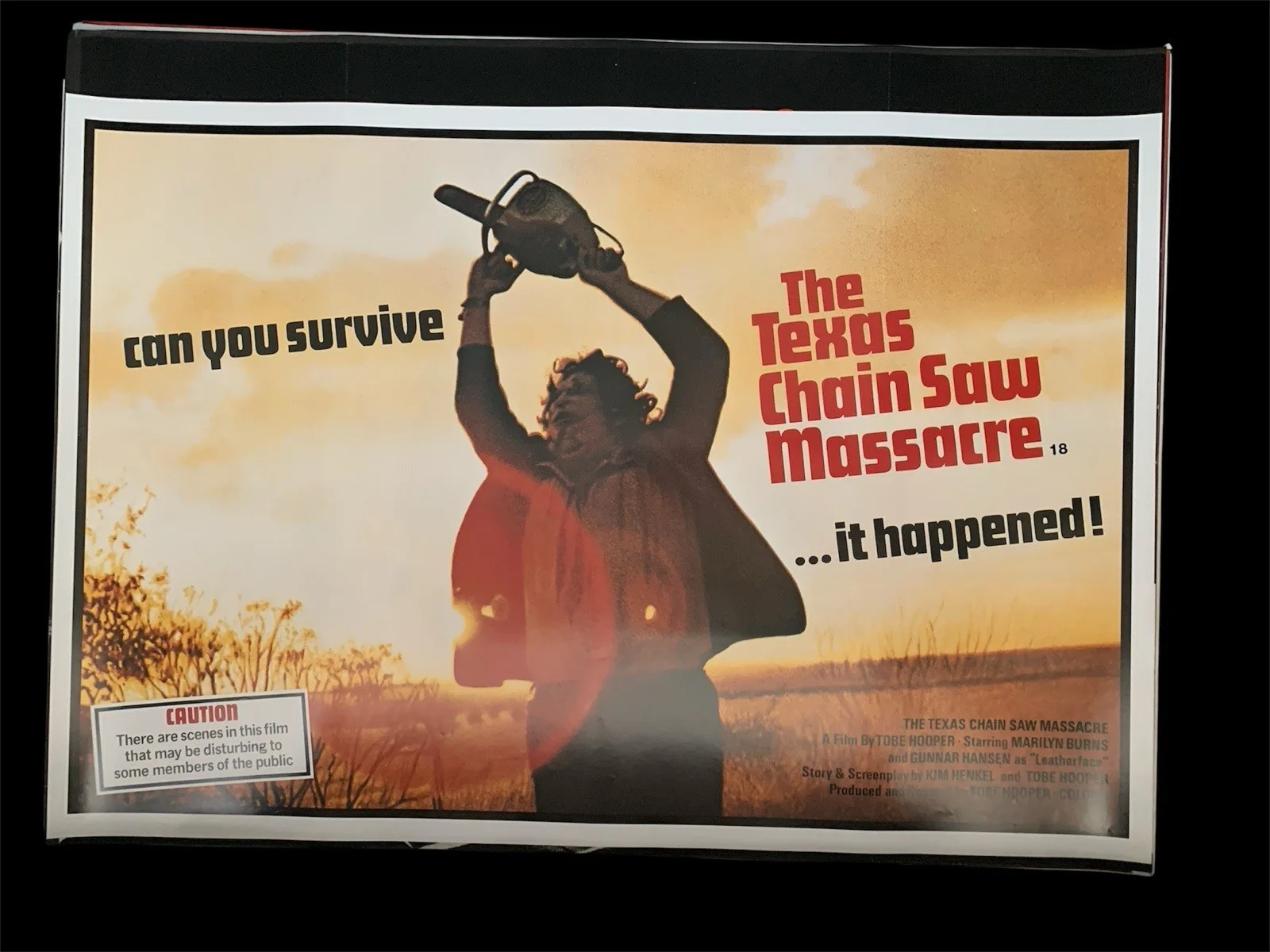 The Texas Chain Saw Massacre 1974 Original Uk Quad Rolled Leatherface Rerelease, image 2
