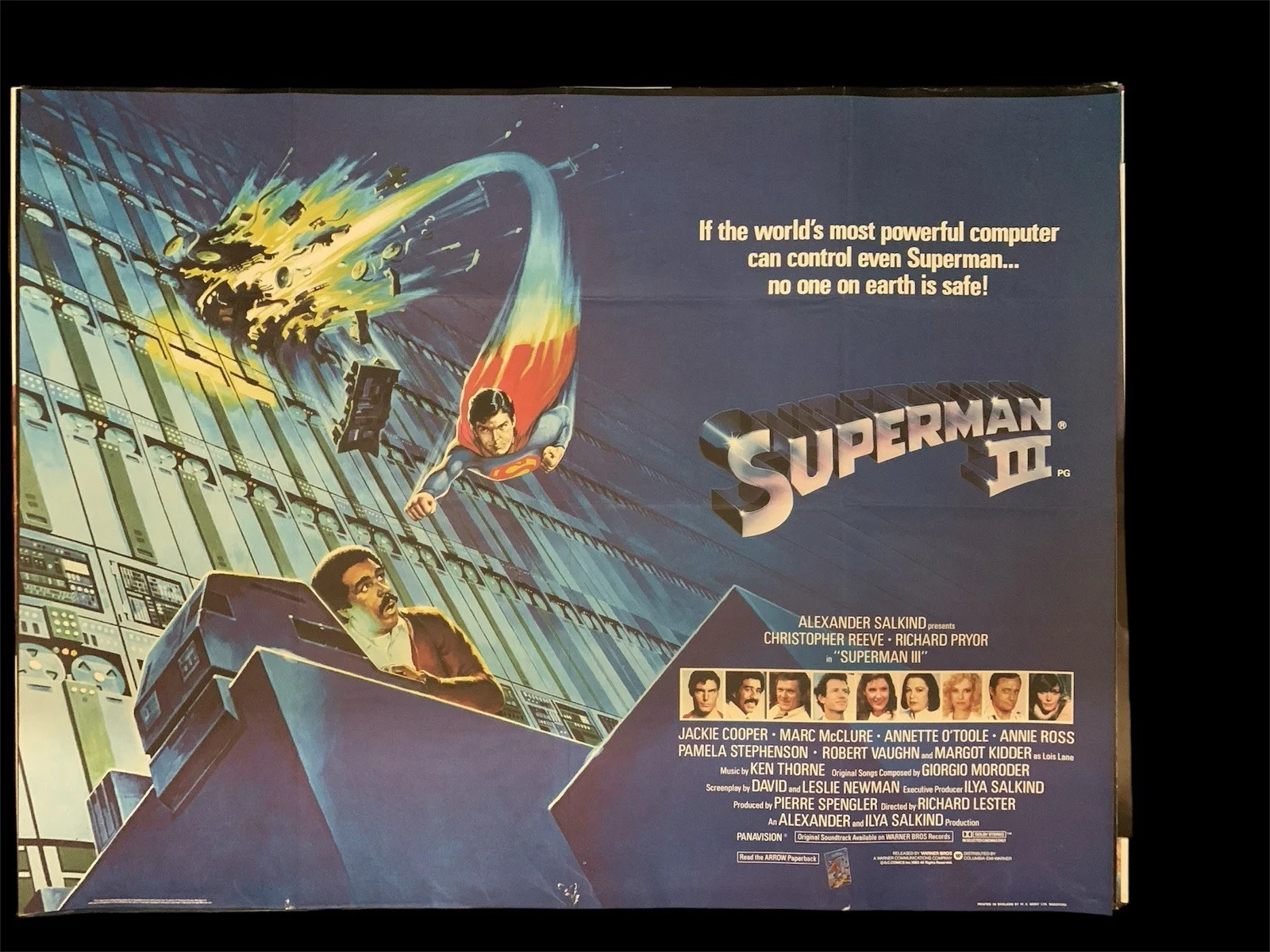 Superman III 3 Original Uk Quad poster Folded Christopher Reeves, image 2