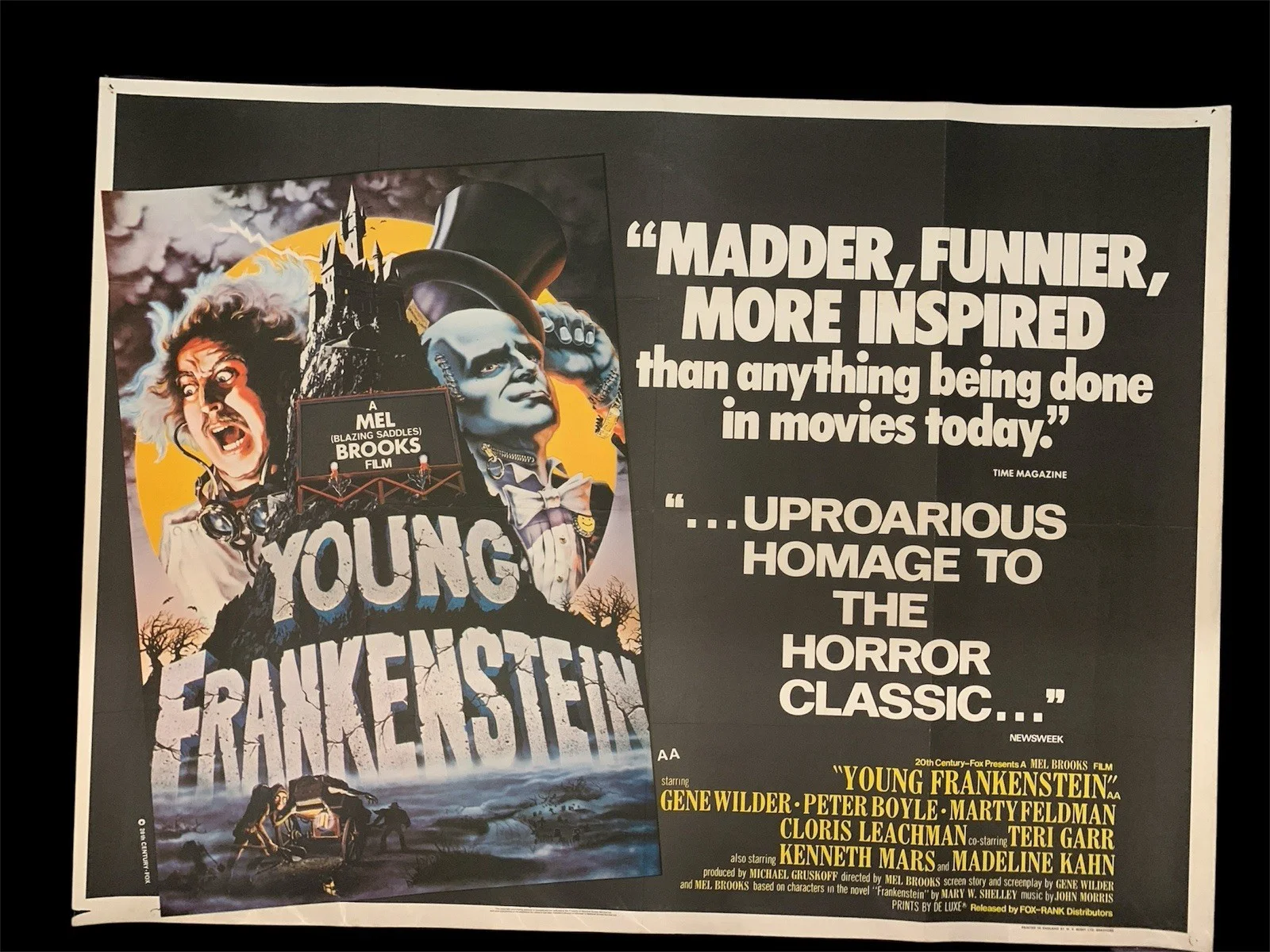 Young Frankenstein 1974 Original Uk Quad Poster Folded Gene Wilder, Mel Brooks, изображение 2