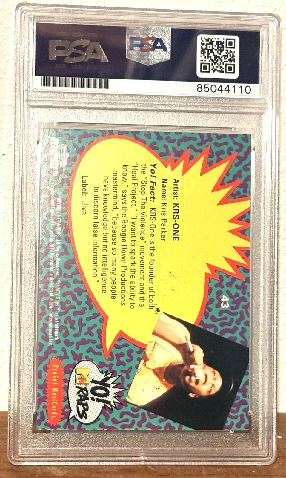 KRS-ONE Yo MTV Raps SIGNED Card PSA/DNA Authentic Auto Slabbed B, image 2