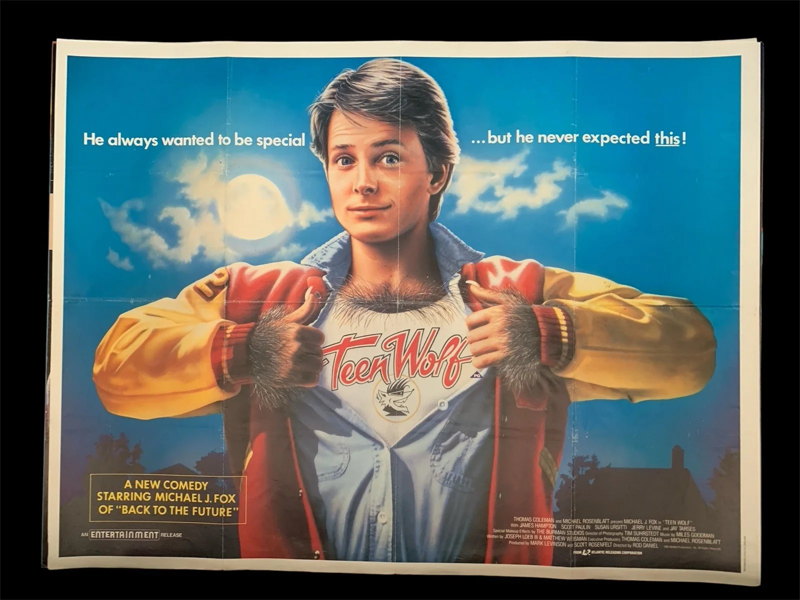 Teen Wolf 1985 Original Uk Quad Folded Michael J Fox, image 2