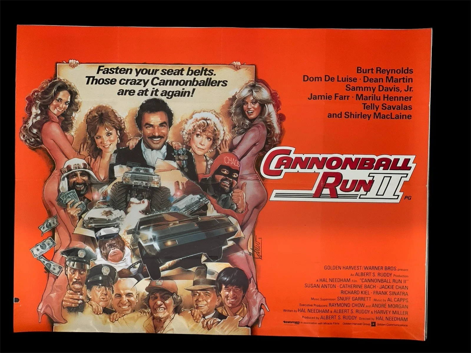 The Cannonball Run 2 Original Uk Quad Folded Burt Reynolds, Roger Moore, image 2