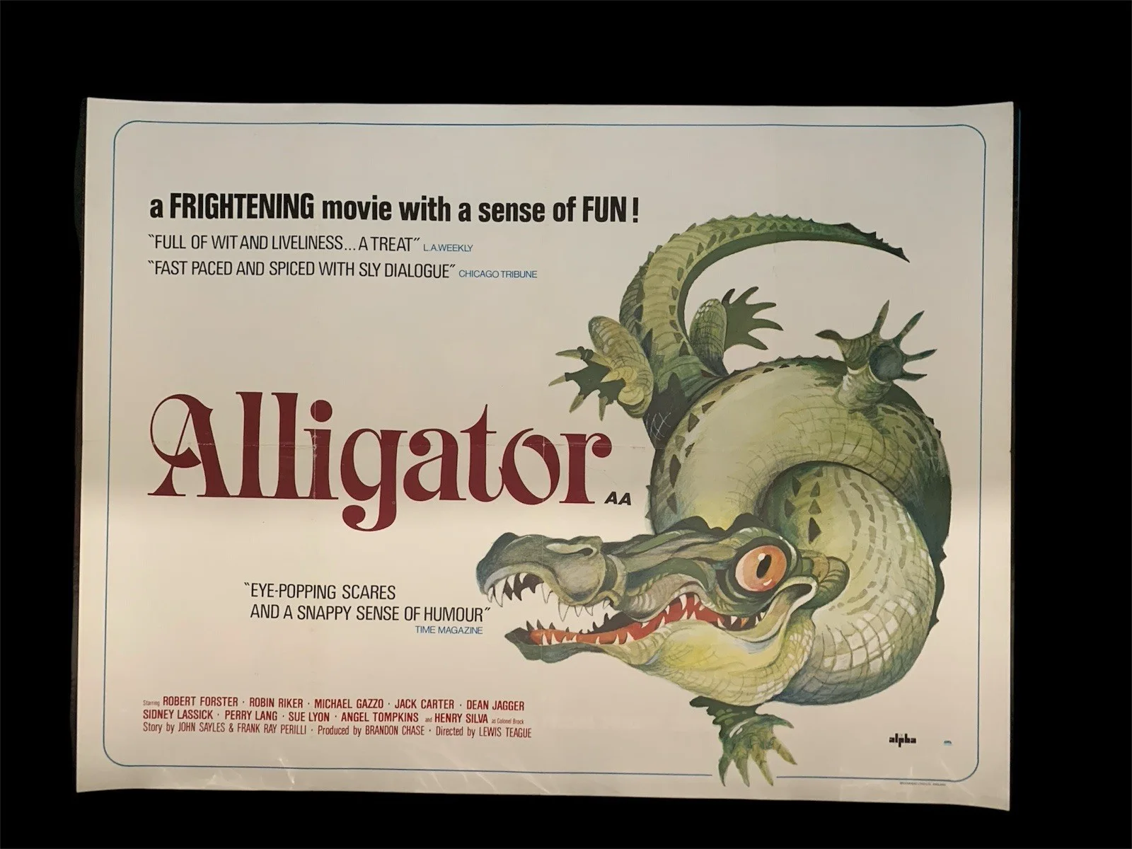 Alligator 1980 Original Uk Quad Poster Folded Robert Forster, image 2