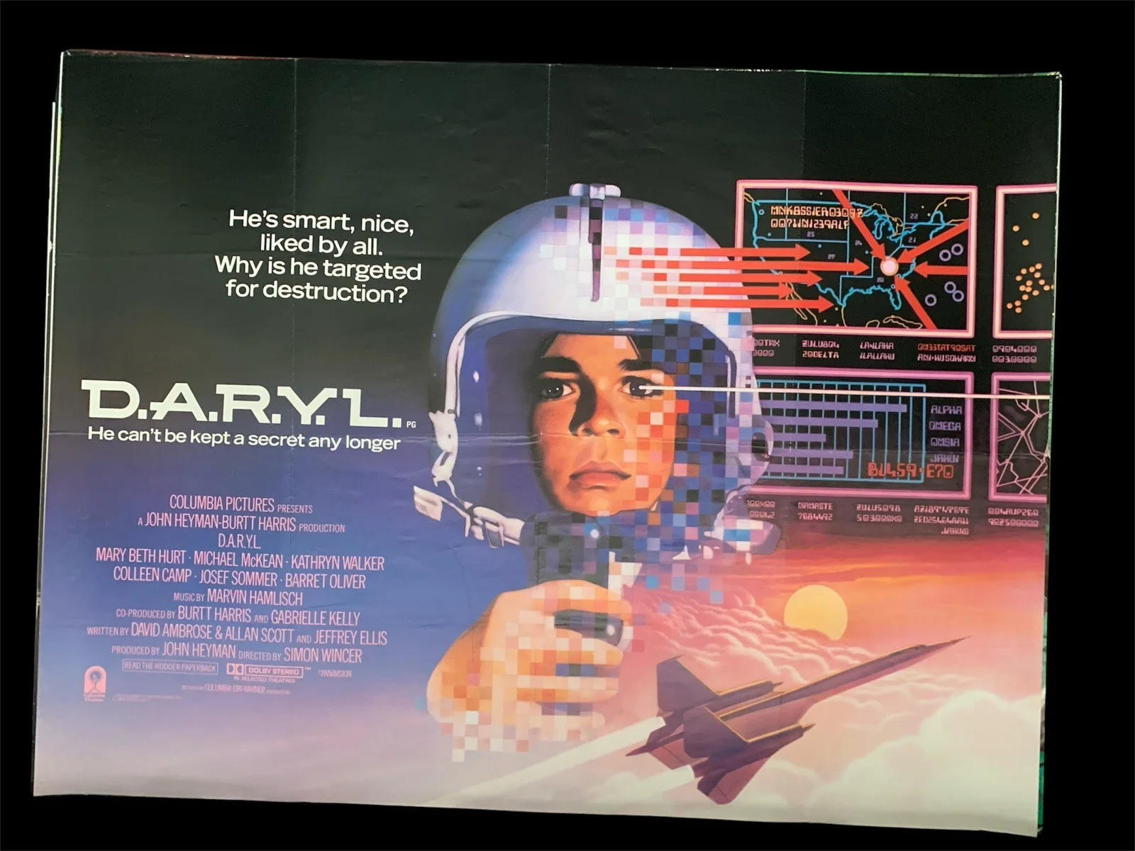 D.A.R.Y.L. 1985 Original Uk Quad Folded, image 2