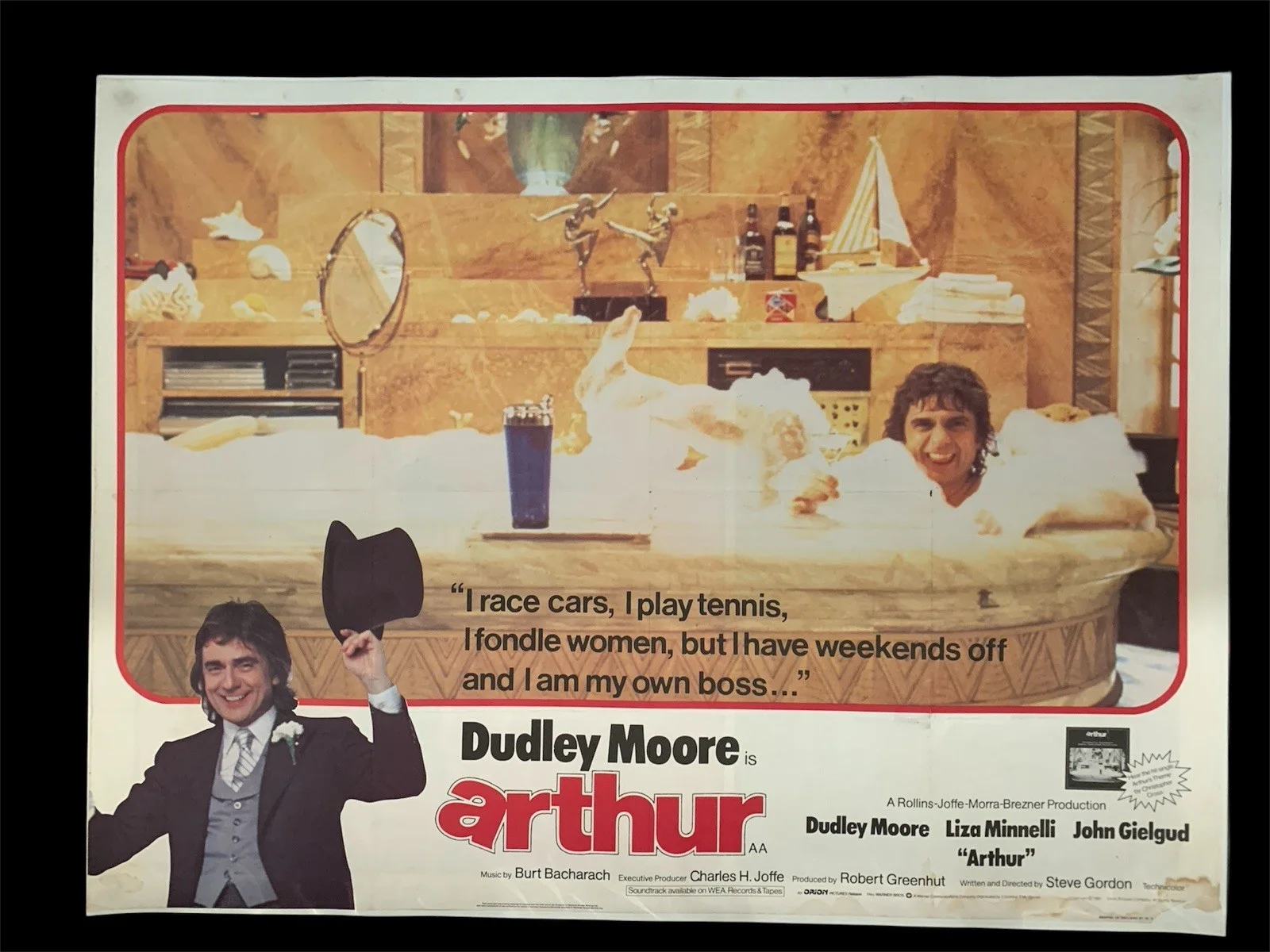 Arthur 1981 Original Uk Quad Poster Folded Dudley Moore, Liza Minnelli, изображение 2