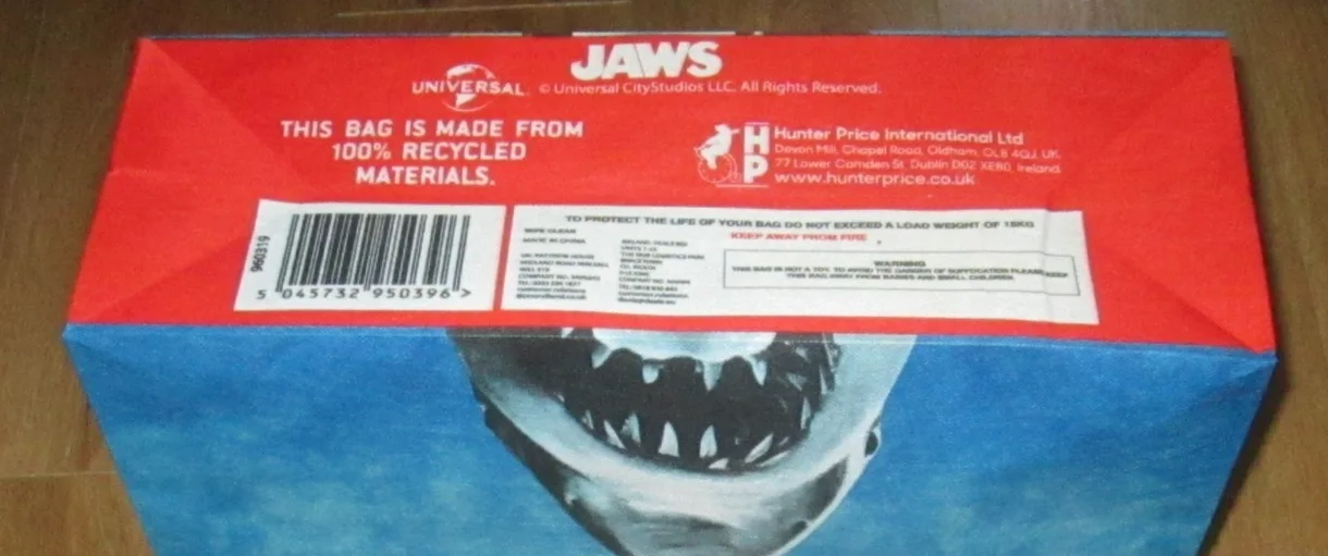 JAWS Officially Licenced Bag For Life NEW Recycled Materials 50th Anniversary, изображение 4