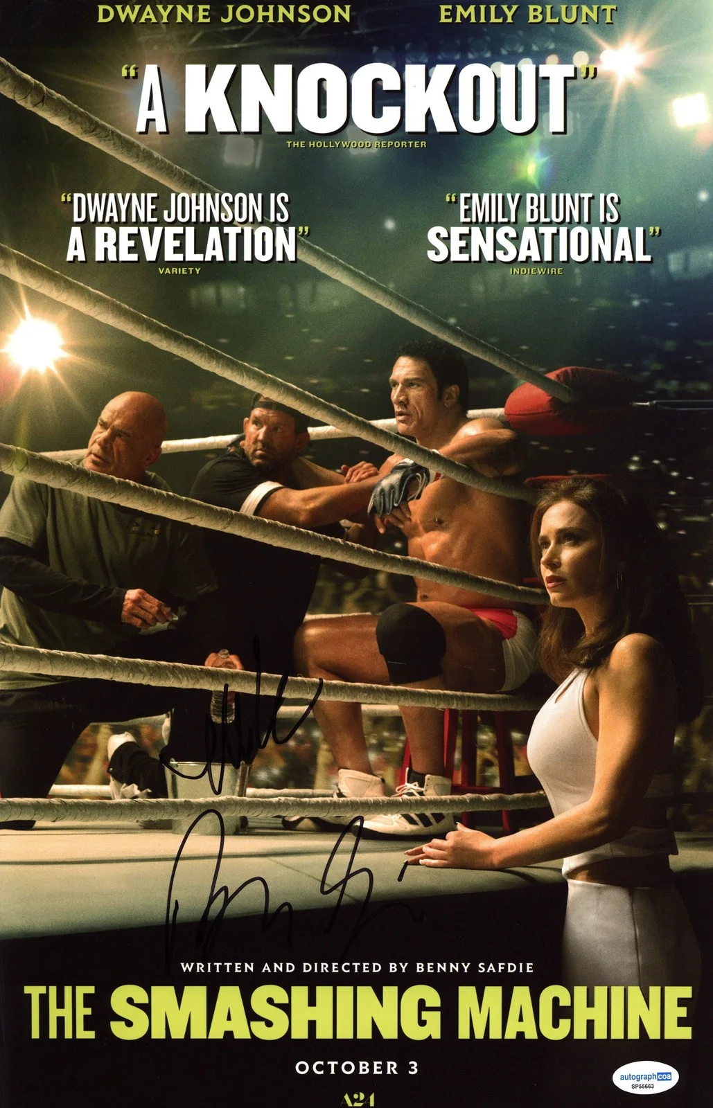 Benny Safdie, Mark Kerr — Benny Safdie & Mark Kerr "The Smashing Machine" AUTOGRAPHS Signed 11x17 Photo C
