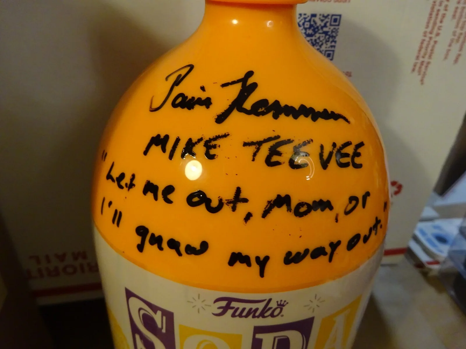 Paris Themmen — Signed Paris Themmen Mike Teevee Autographed Willy Wonka Funko Soda OCCM COA, image 3
