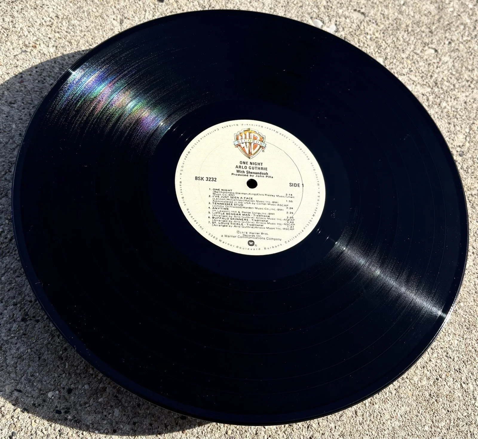 ARLO GUTHRIE SIGNED One Night Vinyl JSA COA, image 4