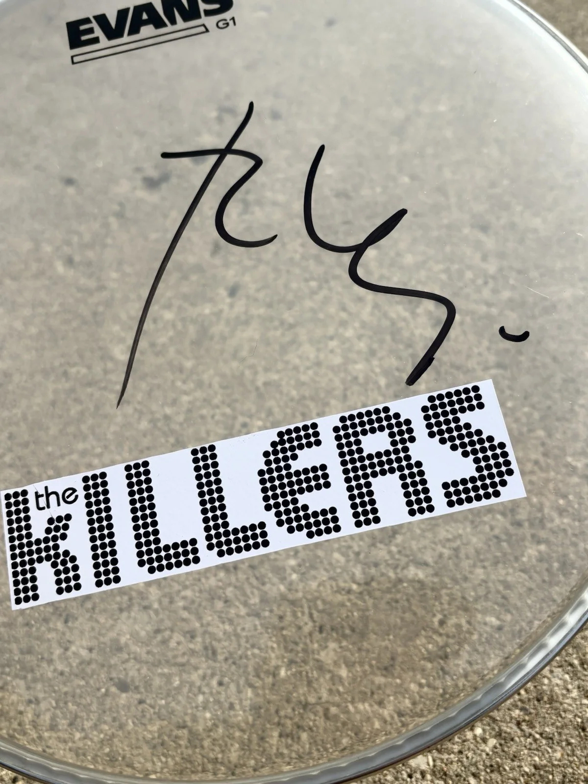 THE KILLERS Ronnie Vannucci SIGNED 12” Drumhead JSA COA, image 2