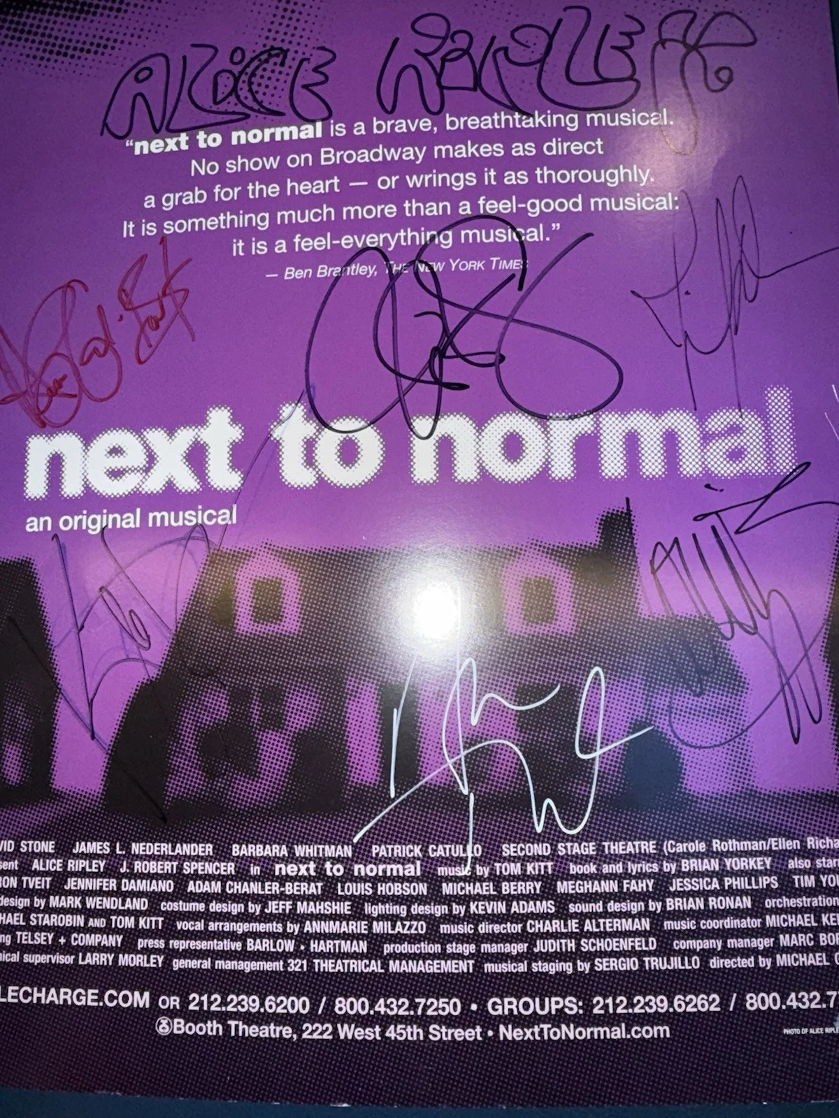 Next To Normal FULL ORIGINAL CAST TVEIT ALICE RIPLEY signed Broadway Musical, изображение 2