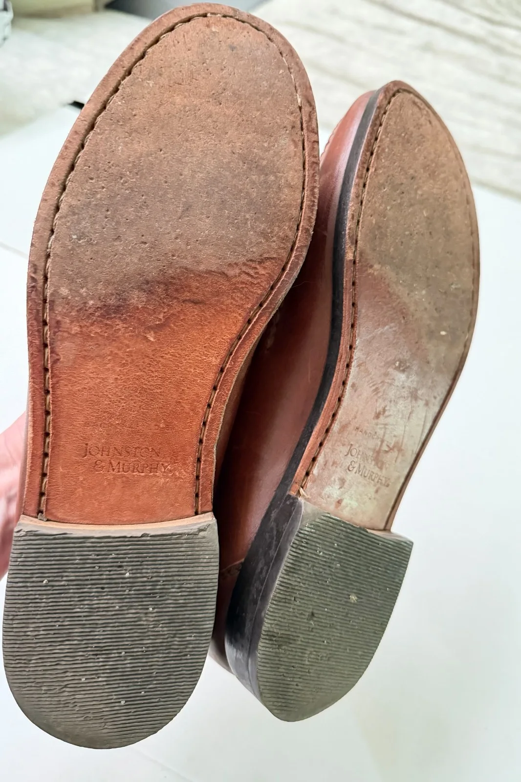 Johnston & Murphy brown slip on loafers, oxfords sz 9, good, изображение 5