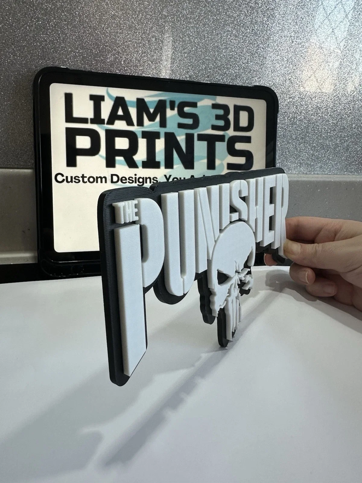 Decorative The Punisher Marvel Character Logo 3D Print Wall Display, image 4