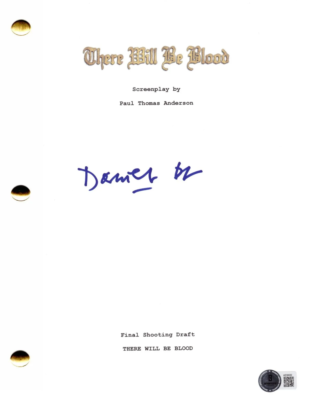 Daniel Day Lewis — Daniel Day Lewis autografado There Will Be Blood roteiro completo autógrafo Beckett LOA