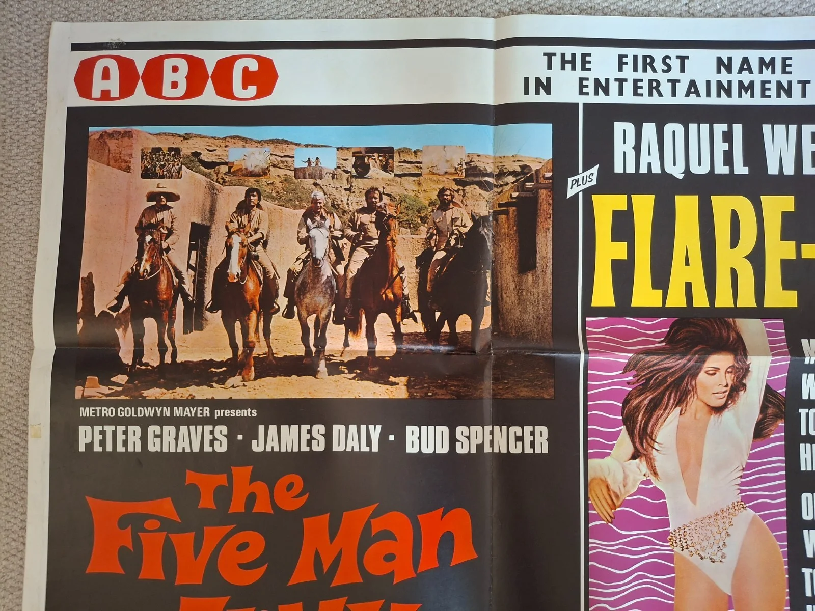 Five Man Army / Flare Up Double Bill Original UK Quad Film Cinema Movie Poster, изображение 3