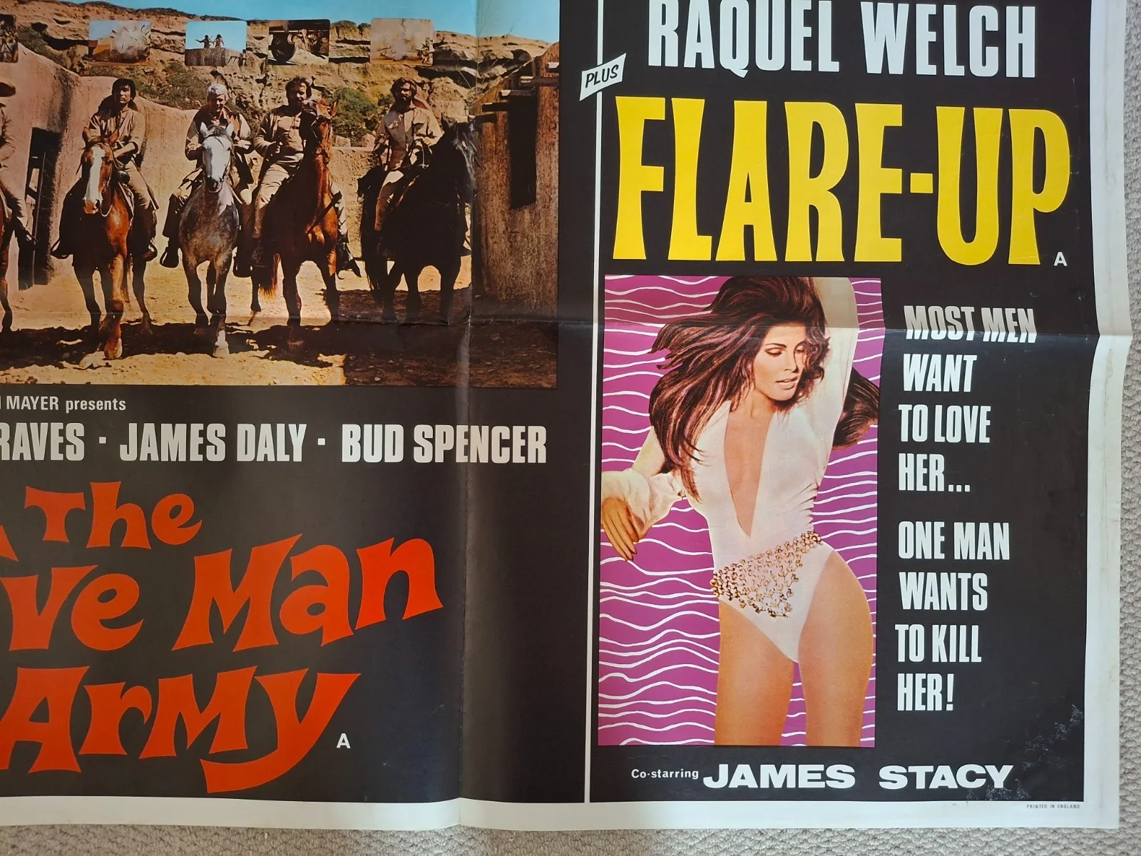 Five Man Army / Flare Up Double Bill Original UK Quad Film Cinema Movie Poster, изображение 5