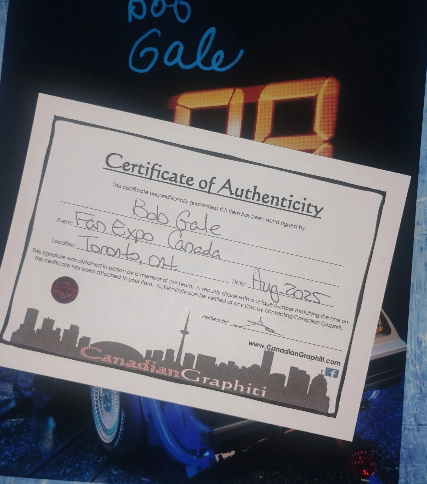 Bob Gale Hand Signed 8x10 Photo COA Back To The Future NO US TARIFFS, image 4