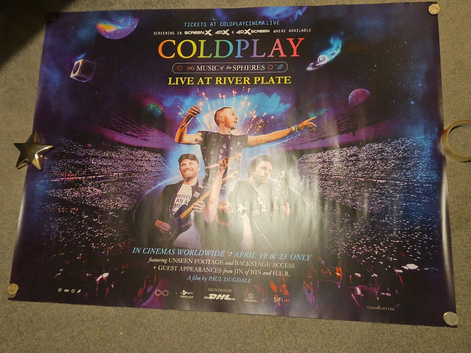 COLDPLAY LIVE AT RIVER PLATE QUAD POSTER ORIGINAL UK CINEMA MOVIE POSTER, изображение 2