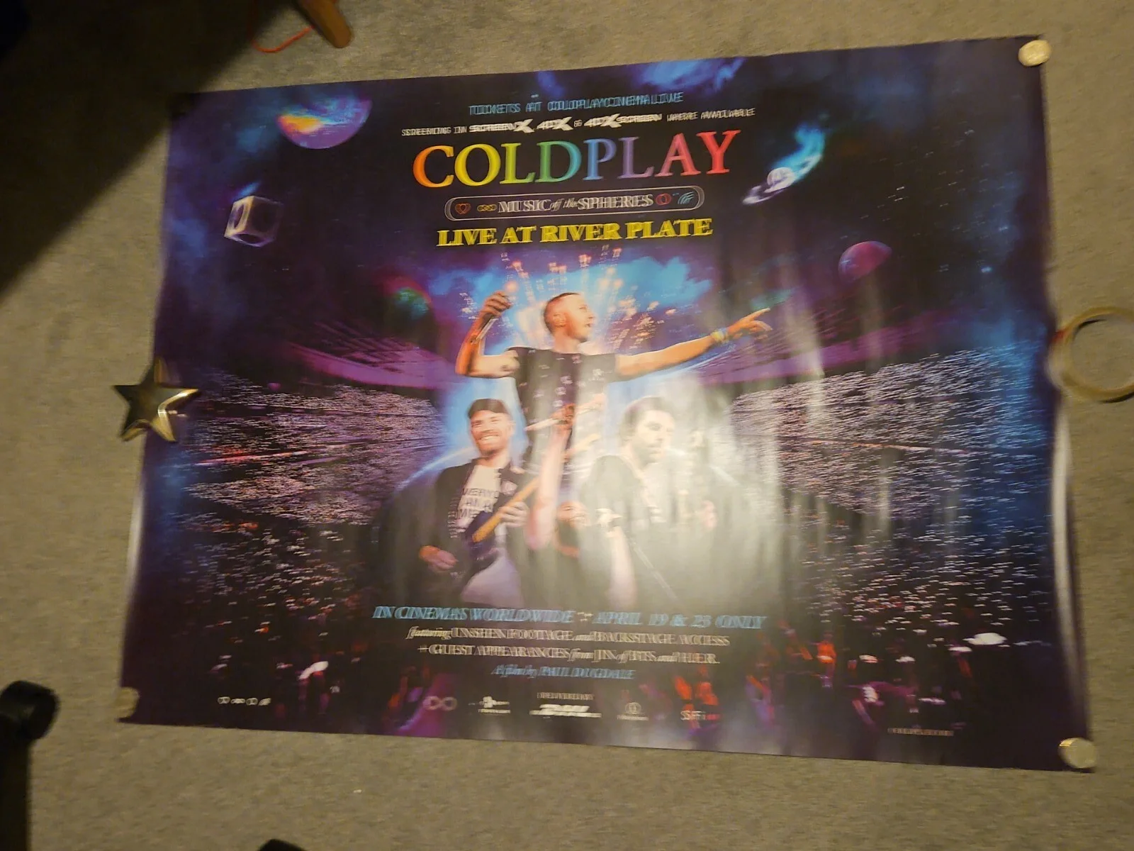 COLDPLAY LIVE AT RIVER PLATE QUAD POSTER ORIGINAL UK CINEMA MOVIE POSTER, изображение 3