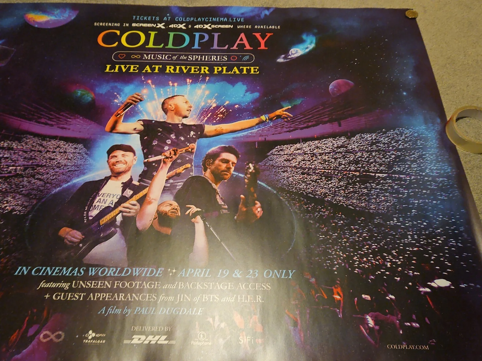 COLDPLAY LIVE AT RIVER PLATE QUAD POSTER ORIGINAL UK CINEMA MOVIE POSTER, изображение 4