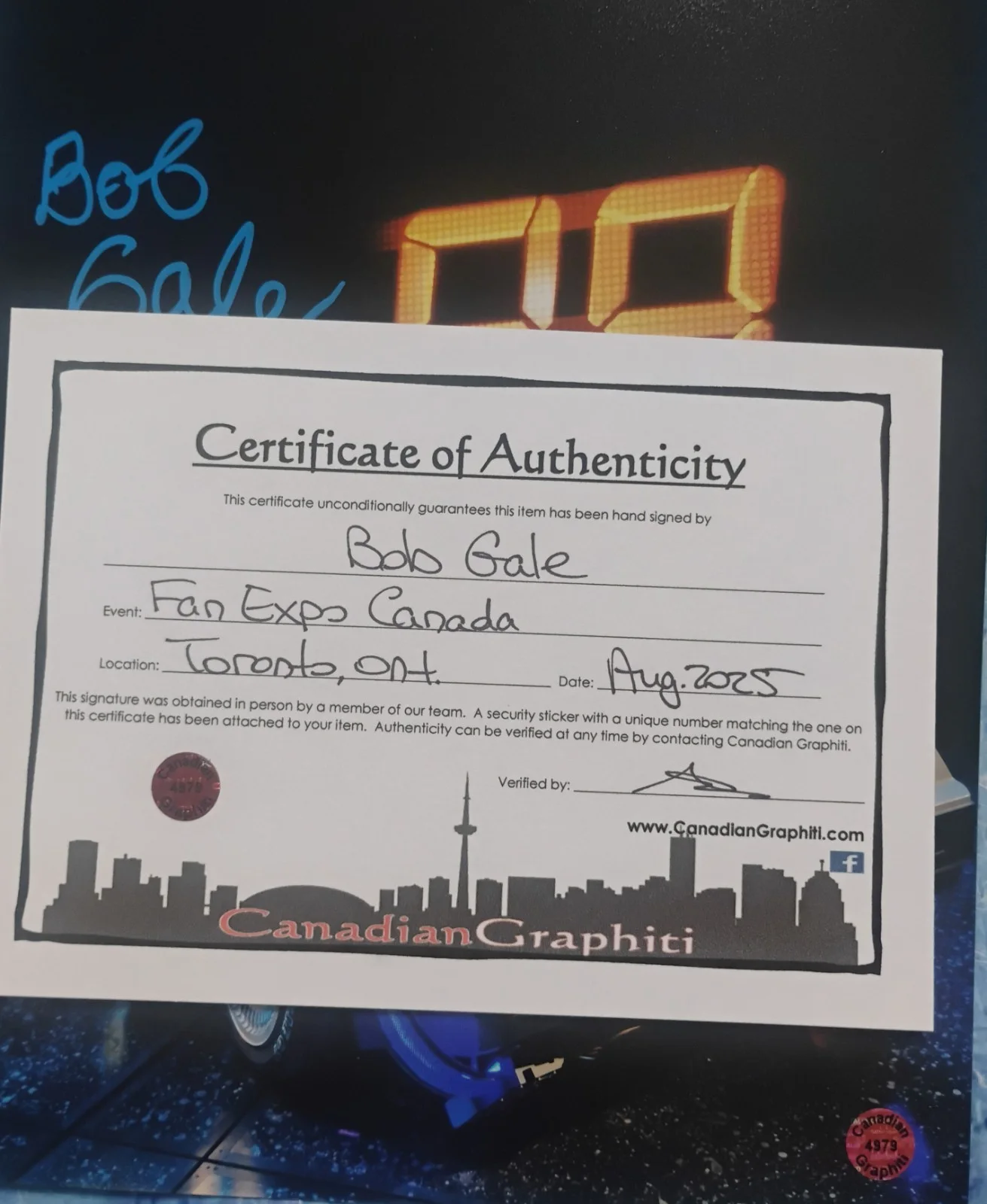 Bob Gale Hand Signed 8x10 Photo OPix COA Back To The Future NO US TARIFFS, изображение 5