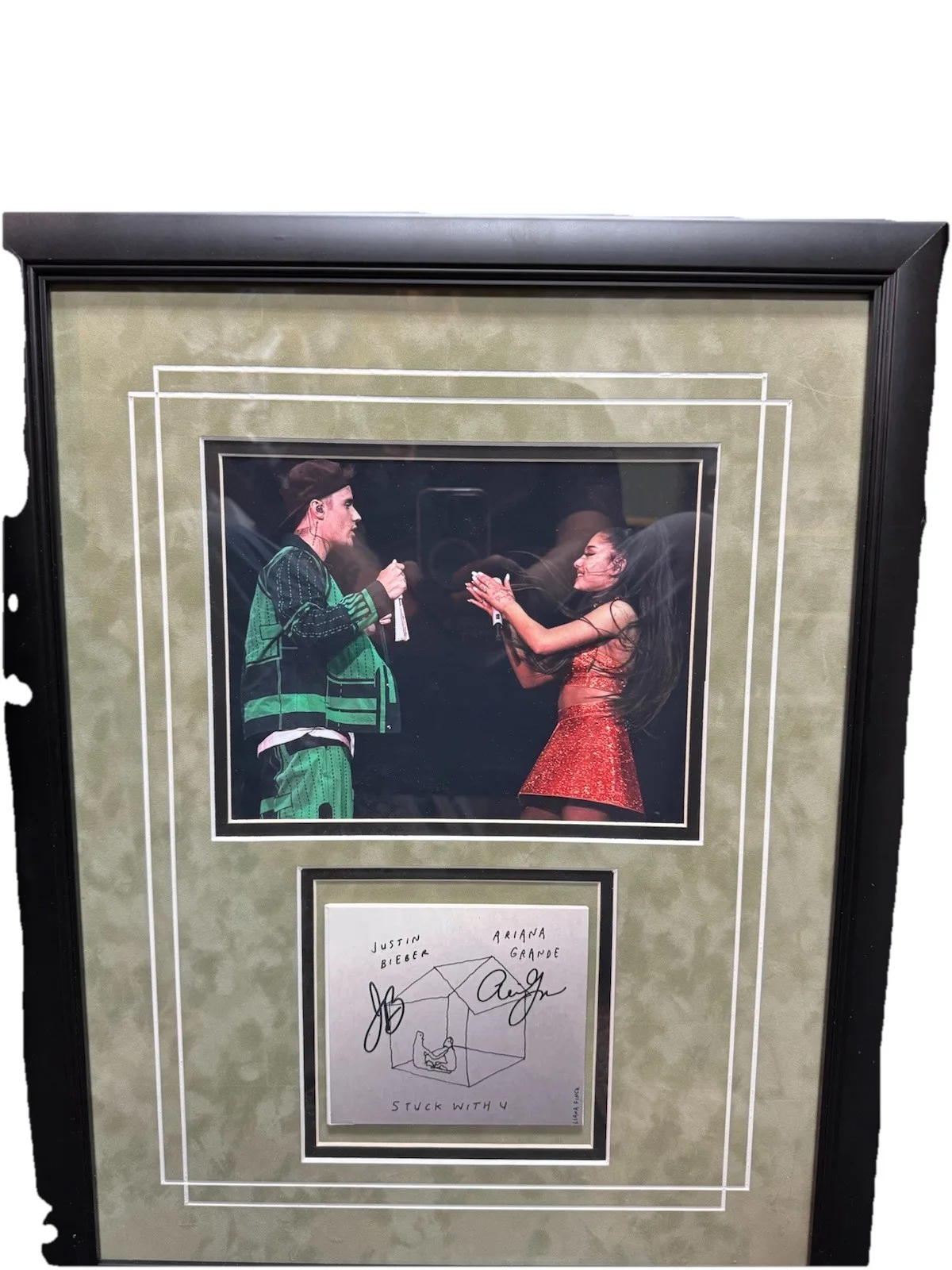 Justin Bieber and Ariana grande Signed CD With Photo Framed, image 2