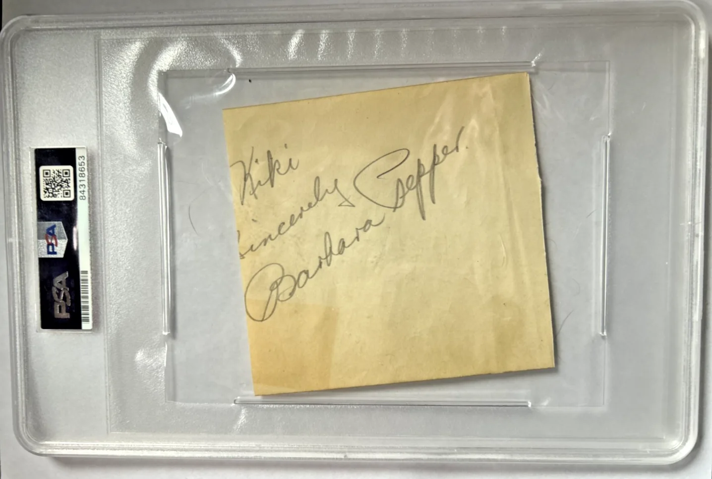 Moe Howard Barbara Pepper (Green Acres) inscribed signed PSA DNA Slab 3 Stooges, image 3