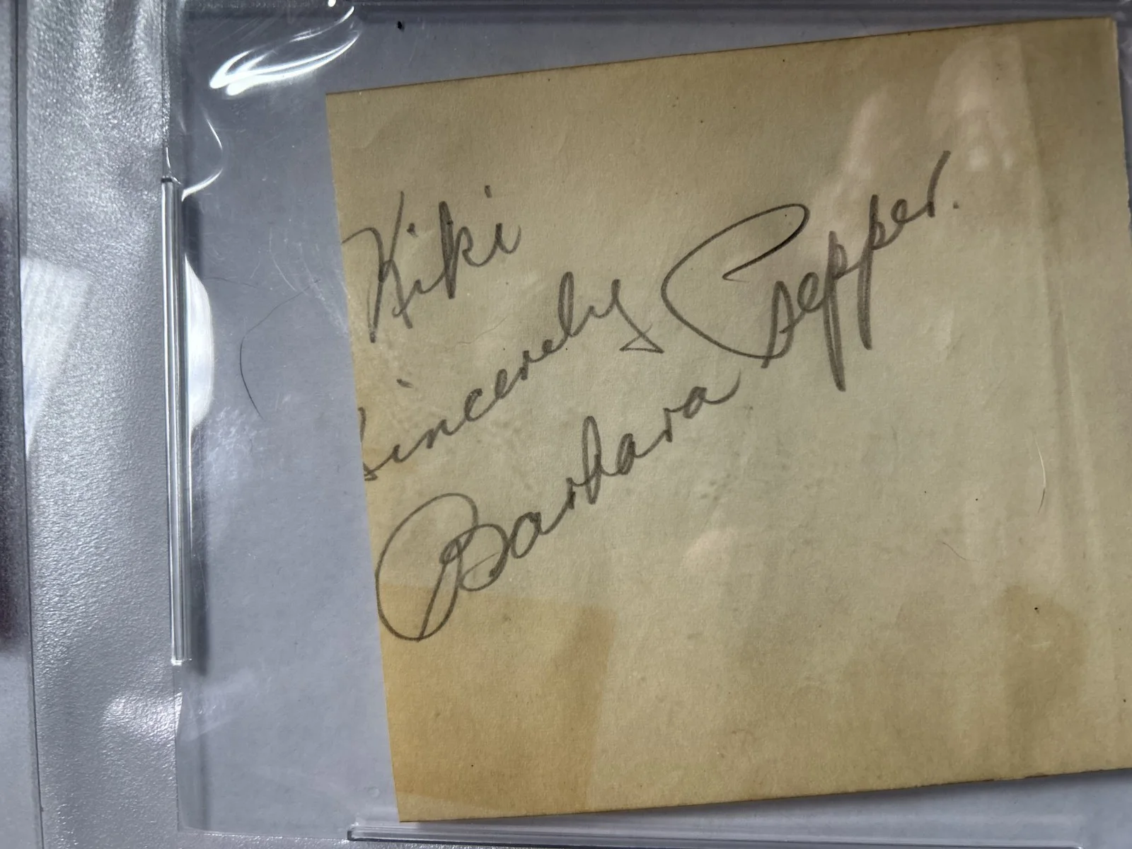 Moe Howard Barbara Pepper (Green Acres) inscribed signed PSA DNA Slab 3 Stooges, image 4