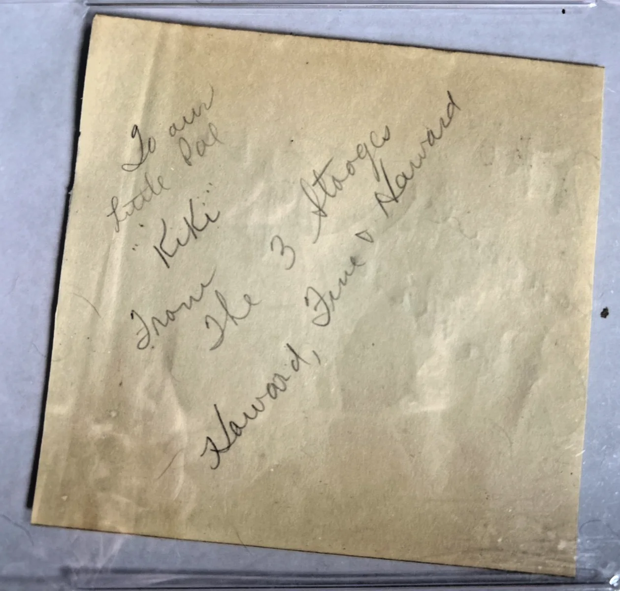 Moe Howard Barbara Pepper (Green Acres) inscribed signed PSA DNA Slab 3 Stooges, image 5