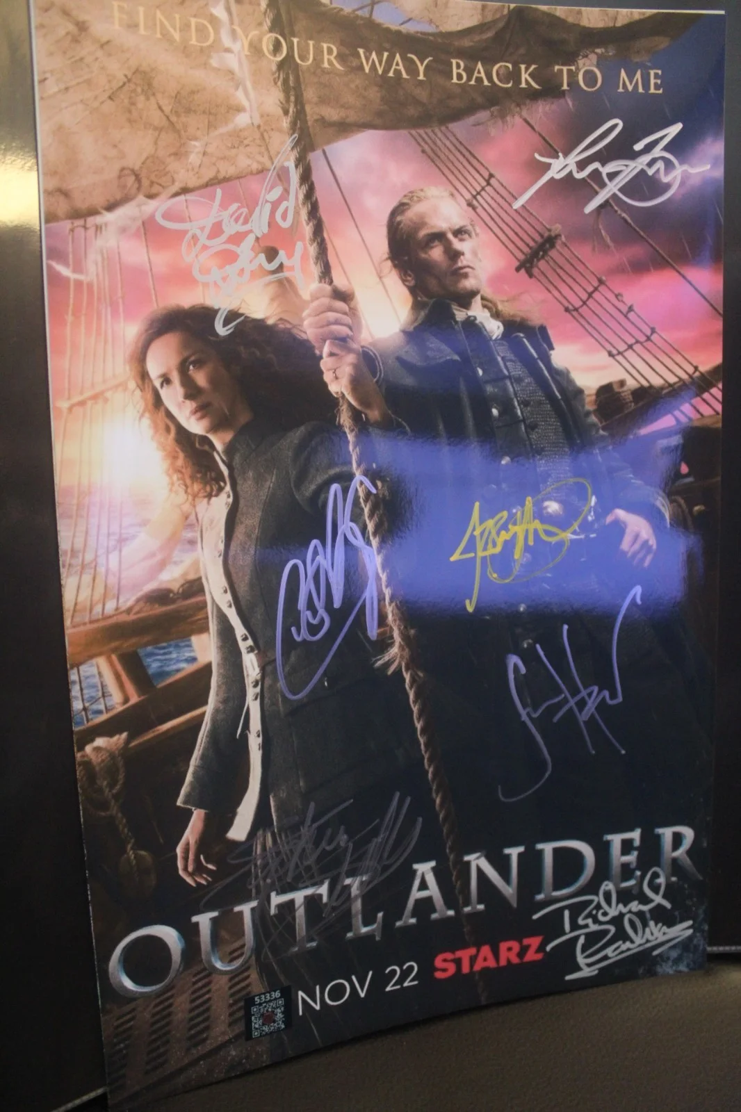 Sam Heughan, Caitríona Balfe, Richard Rankin, John Bell — Signed Poster - Outlander - Sam Heughan, TV Series, 11x17 +COA, изображение 5