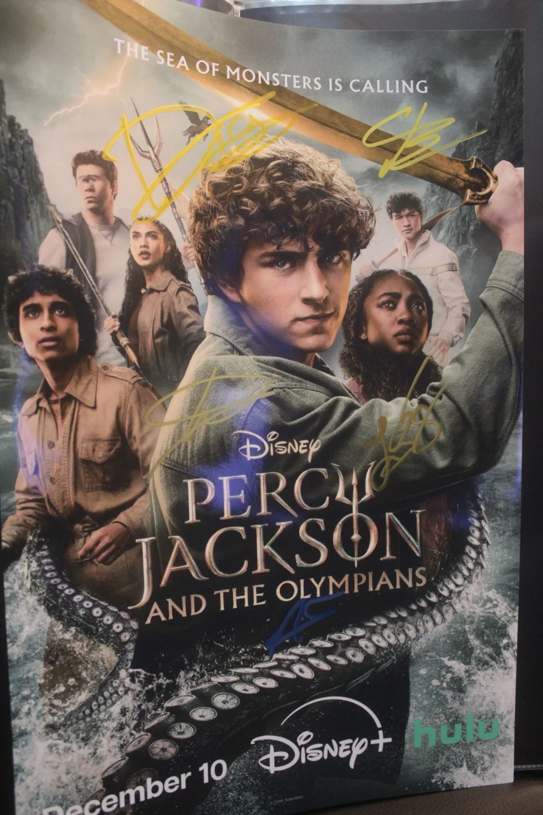 Walker Scobell, Leah Sava Jeffries, Aryan Simhadri, Charlie Bushne — Signed Poster - Percy Jackson and the Olympians - - TV Series, 11x17 +COA, image 2