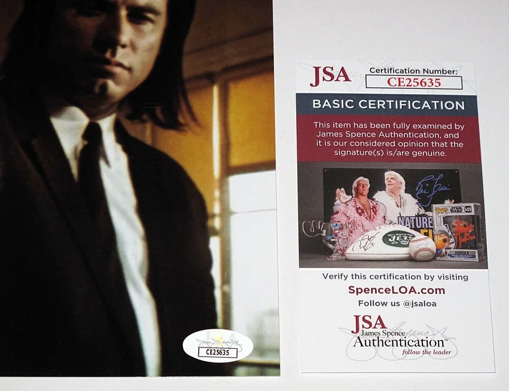 JOHN TRAVOLTA — John Travolta signed "PULP FICTION" 8x10 Photo f EXACT PROOF Killer JSA COA, изображение 3