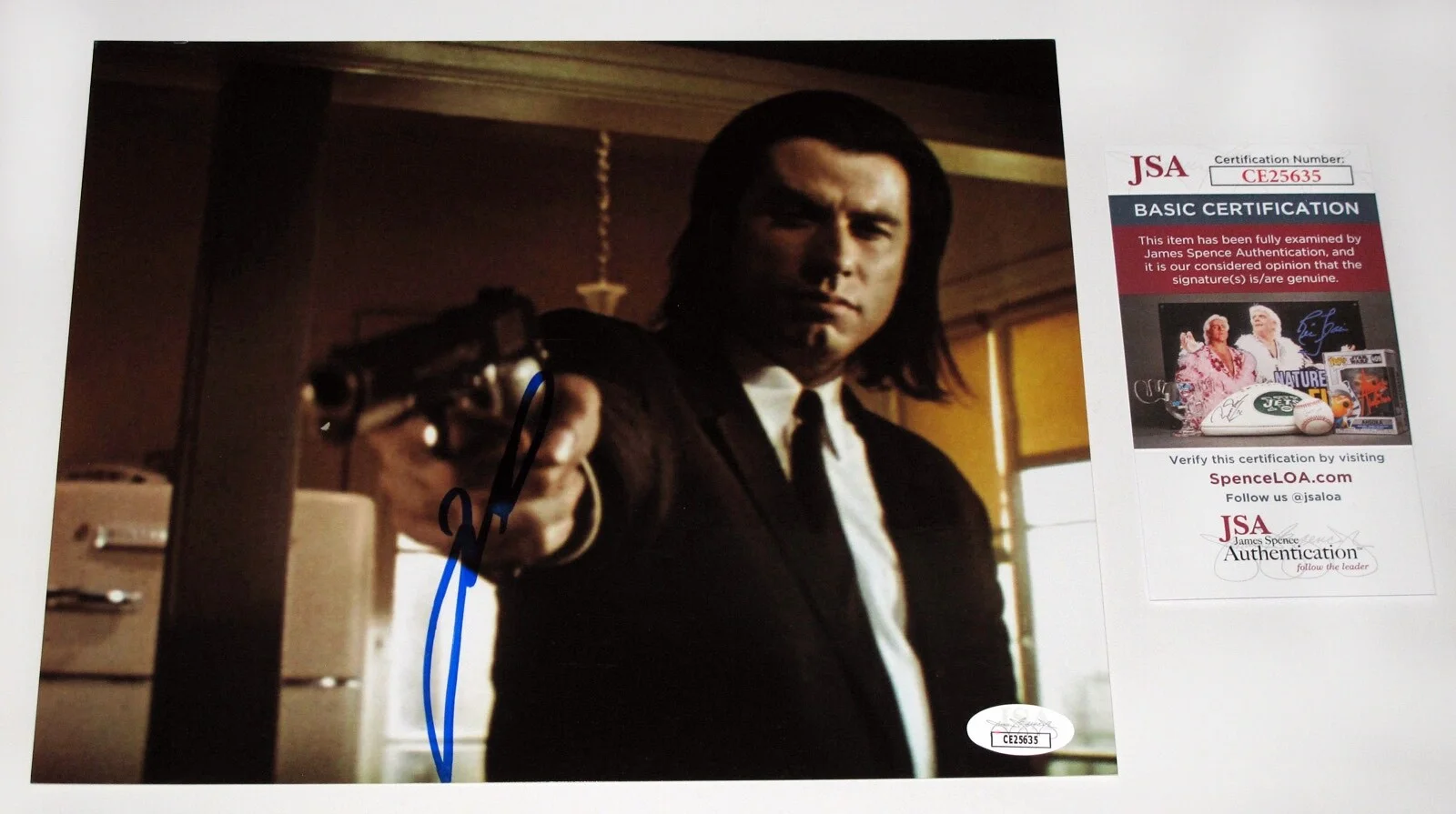 JOHN TRAVOLTA — John Travolta signed "PULP FICTION" 8x10 Photo f EXACT PROOF Killer JSA COA, изображение 5