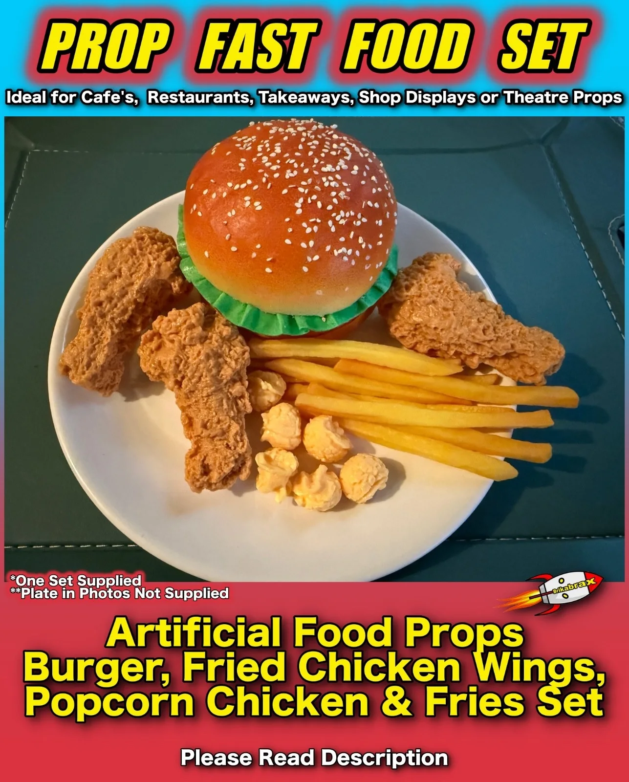 Artificial Fast Food Prop Burger, Fried Chicken & Fries Fast Food Takeaway Prop, изображение 2
