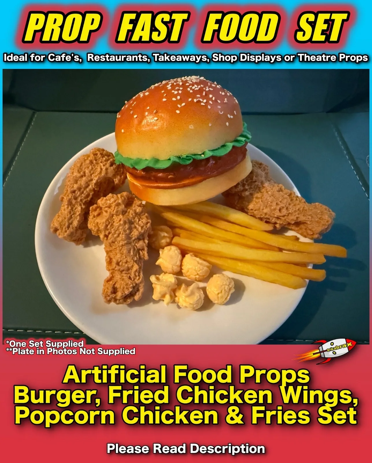 Artificial Fast Food Prop Burger, Fried Chicken & Fries Fast Food Takeaway Prop, изображение 3