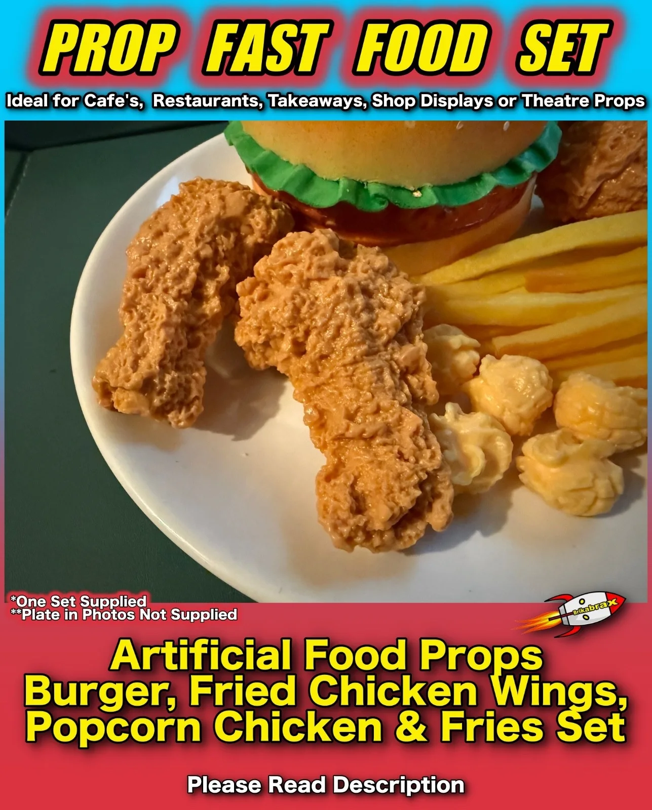Artificial Fast Food Prop Burger, Fried Chicken & Fries Fast Food Takeaway Prop, изображение 4