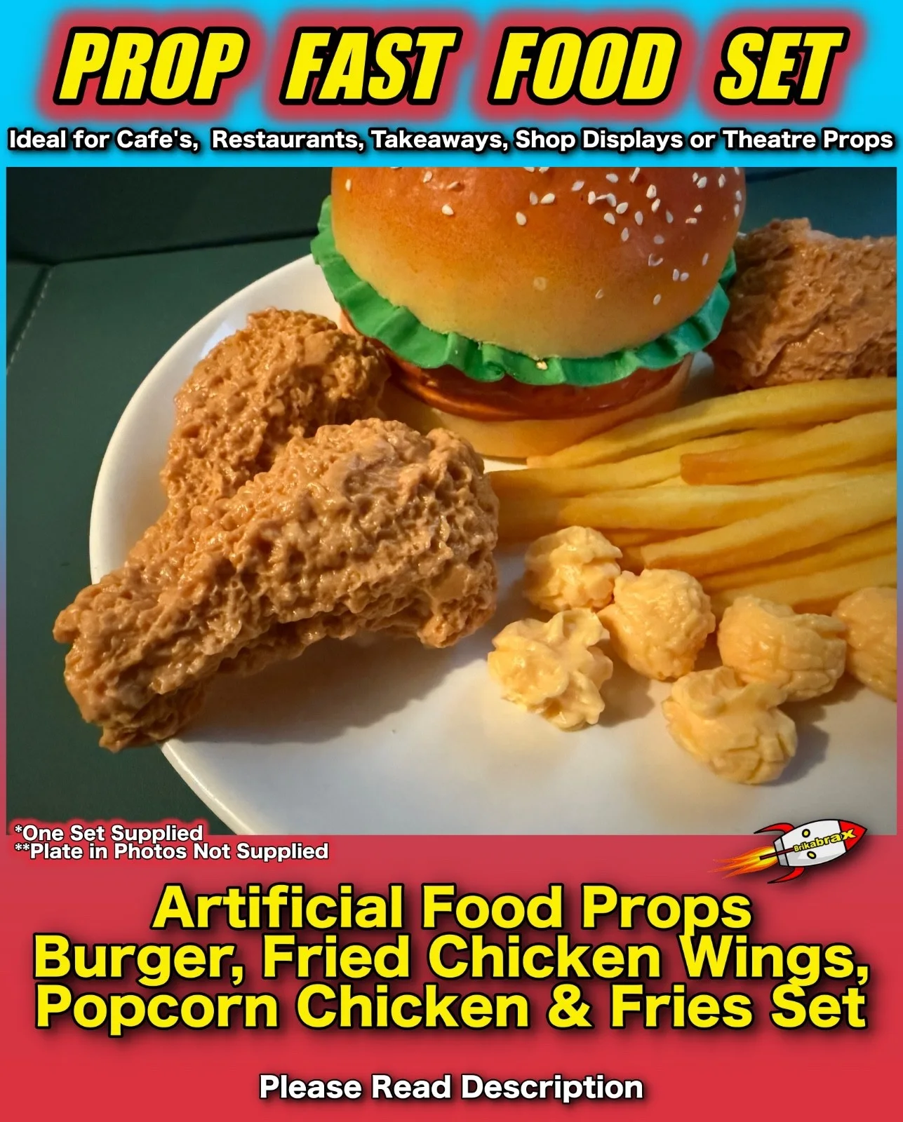 Artificial Fast Food Prop Burger, Fried Chicken & Fries Fast Food Takeaway Prop, изображение 5