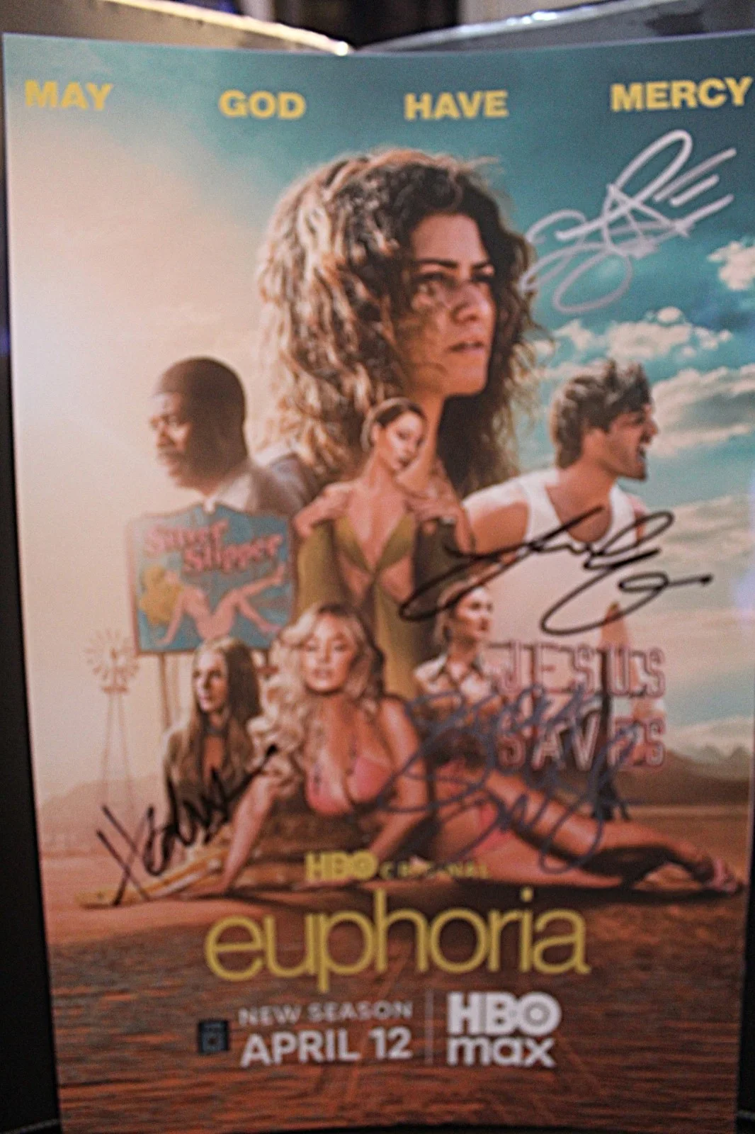 Zendaya, Hunter Schafer, Jacob Elordi, Sydney Sweeney — Signed Poster - Euphoria - TV Series - Sydney Sweeney, 11x17 +COA
