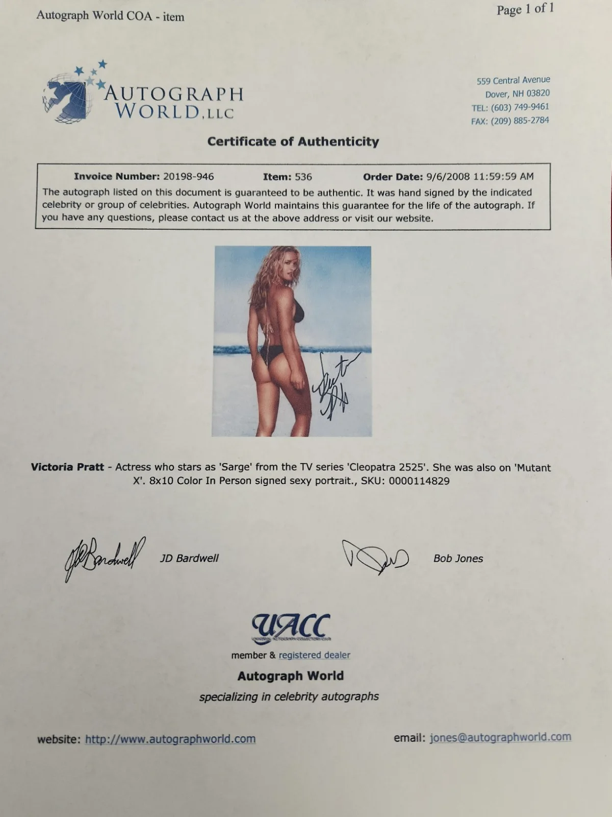 Victoria Pratt Signed Autographed 8x10" Photograph AW COA Mutant Sexy Portrait, изображение 4