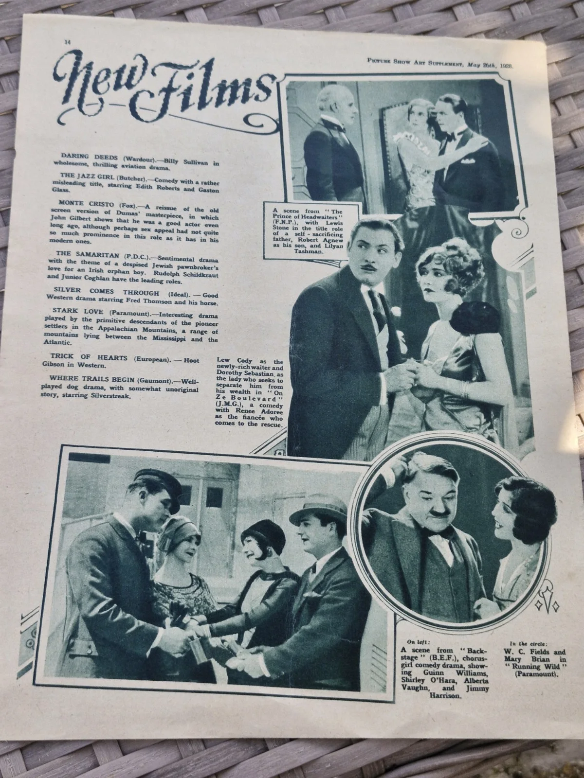 MYRNA LOY SILENT MOVIES - PICTURE SHOW ART SUPPLEMENT 1928.VGC., изображение 4