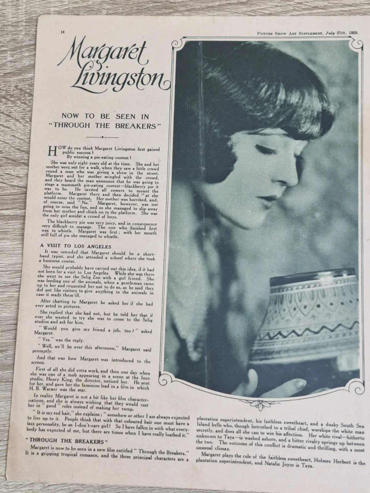 BETTY COMPSON ( SILENT MOVIE ACTRESS) 1929 PICTURE SHOW ART SUPPLEMENT ETC, изображение 4