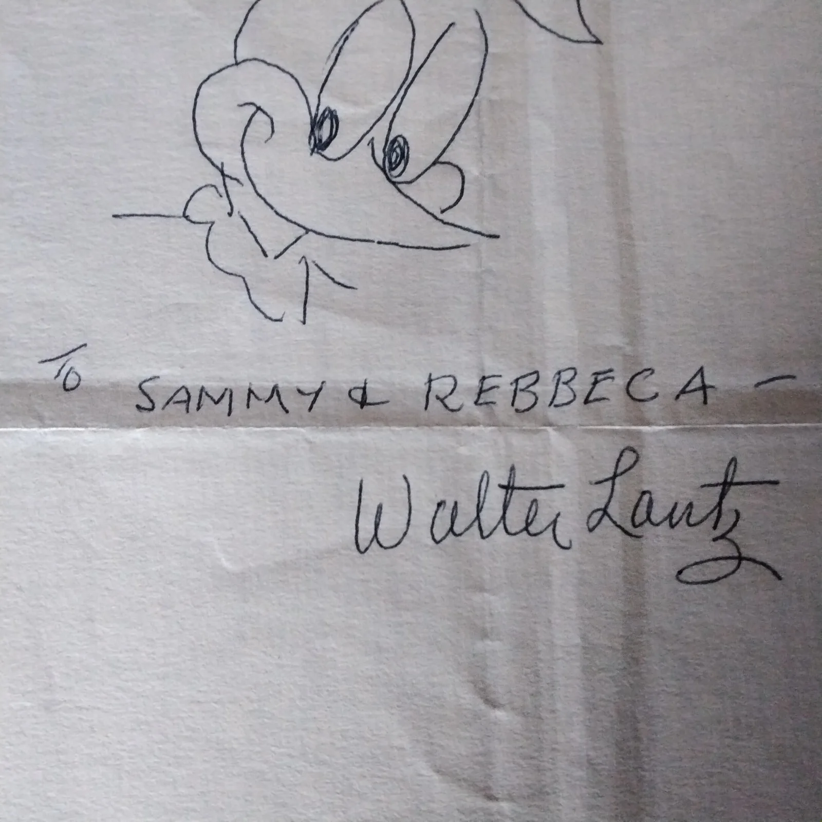Walter Lantz Signed 5x8 Paper Drawing Cartoonist Woody Woodpecker Warners, изображение 3