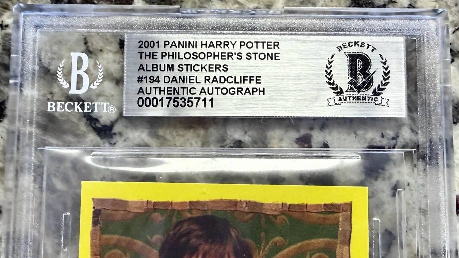 Daniel Radcliffe — GEM! Daniel Radcliffe SIGNED Harry Potter 2001 Panini Rookie Card #194- BGS COA, изображение 3