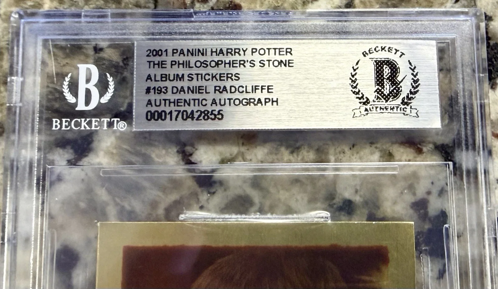 Daniel Radcliffe — Daniel Radcliffe SIGNED Harry Potter 2001 Panini GOLD Rookie Card #193- BGS COA, изображение 2