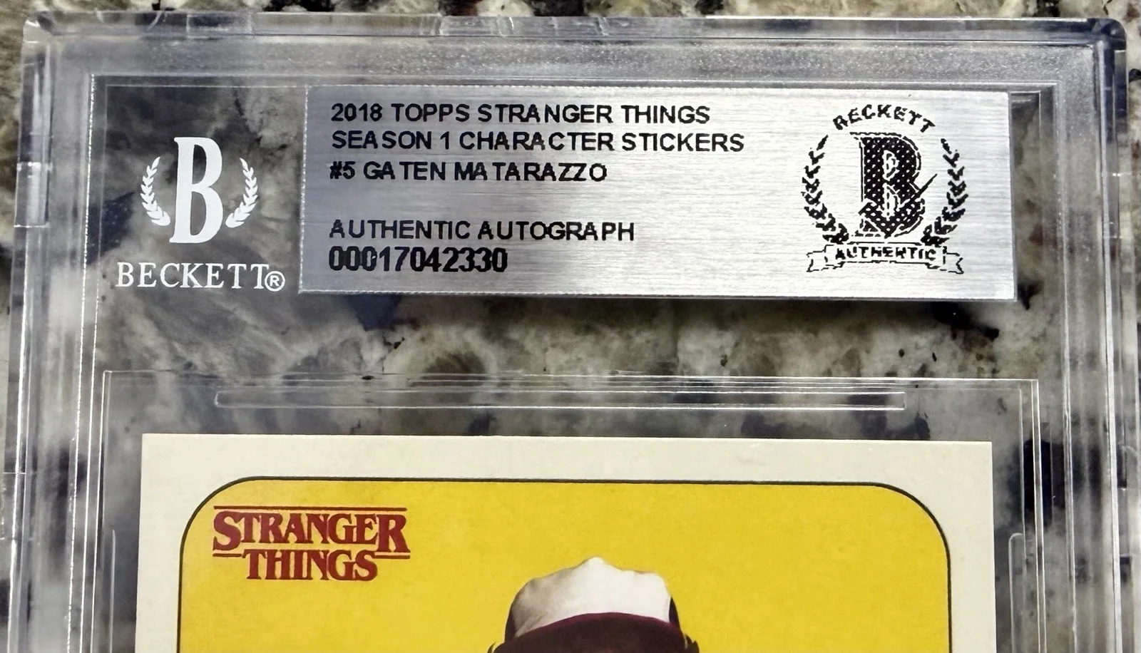 Gaten Matarazzo — Gaten Matarazzo SIGNED 2018 Topps Stranger Things Dustin Rookie Card- BGS COA, изображение 2